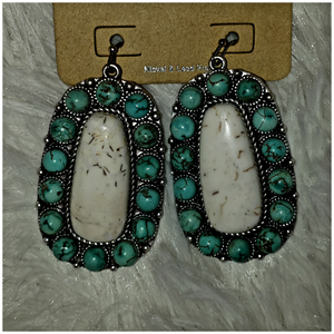 Turquoise & White Stone Earrings - Borderline Hippie Boutique