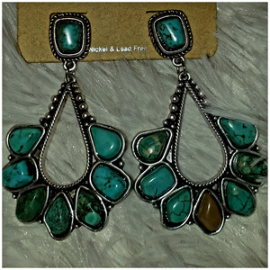 8 Stone Turquoise Earrings - Borderline Hippie Boutique