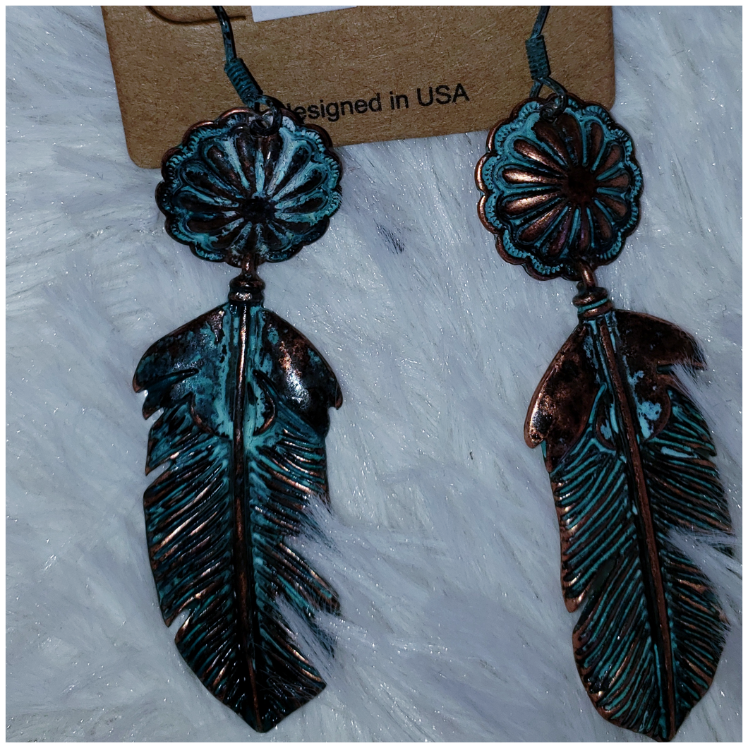 Copper & Feather Earrings - Borderline Hippie Boutique