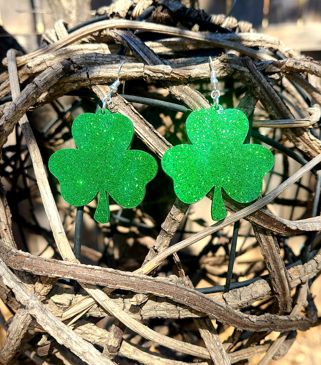 Green Glitter Shamrocks