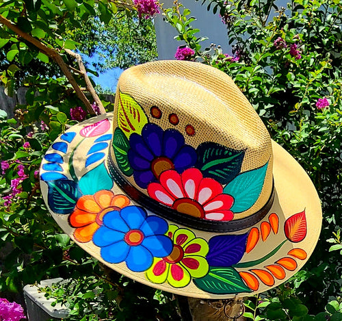 Somewhere Down In Mexico Hand Painted Artesian Fedora