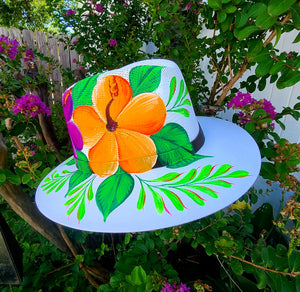 Hibiscus Dreams Hand Painted Artesian Fedora