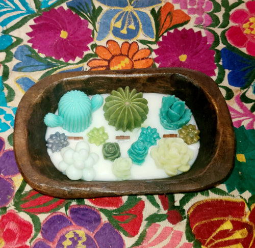 Mini Succulent Dough Bowl Candle/ Scent: LEATHER