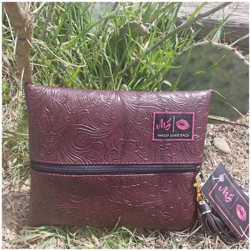 Tooled Burgundy (Small) - Borderline Hippie Boutique