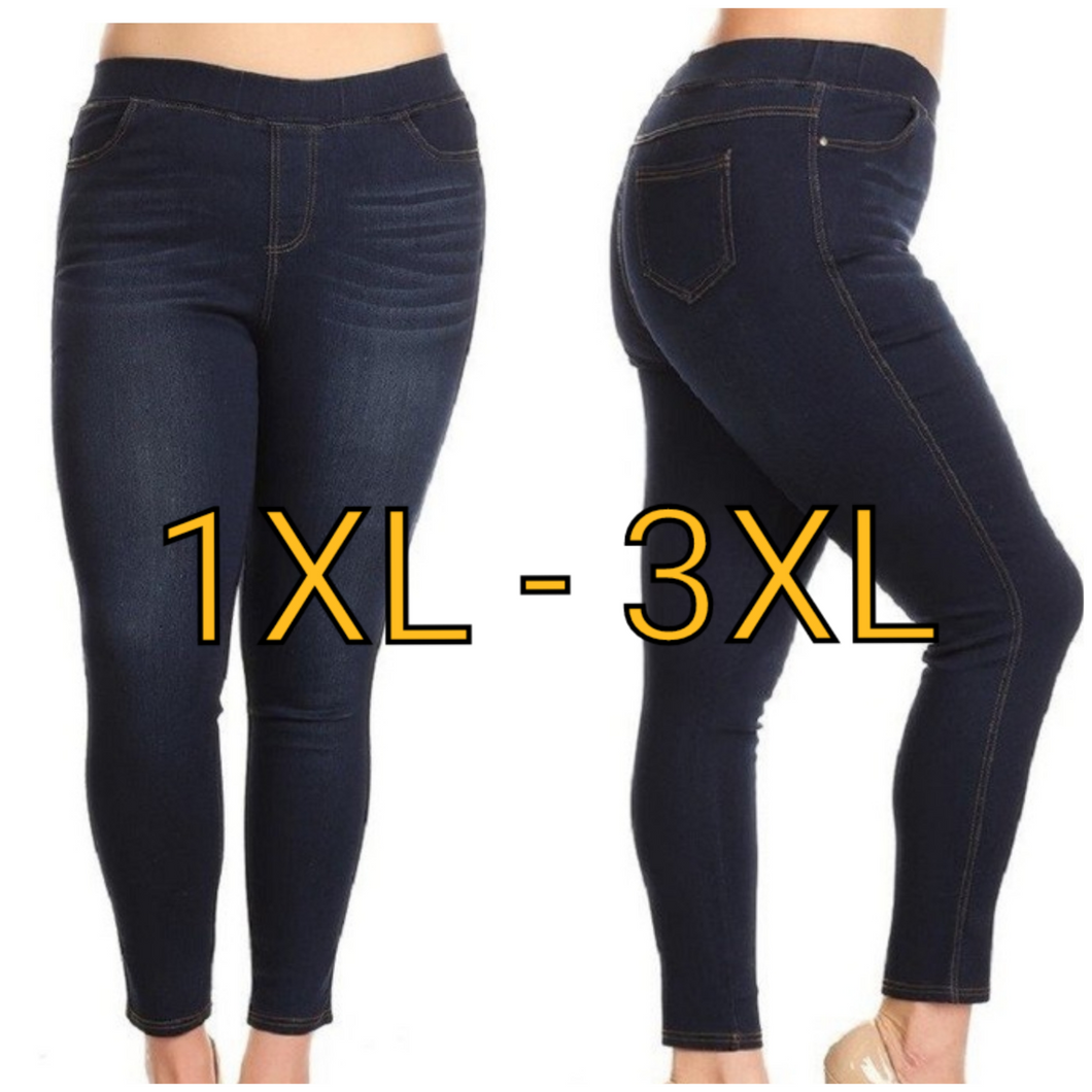 XL-3XL Pull on jean jeggings! - Borderline Hippie Boutique