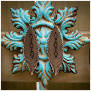 "Bison Brown" Leather Feathers - Borderline Hippie Boutique