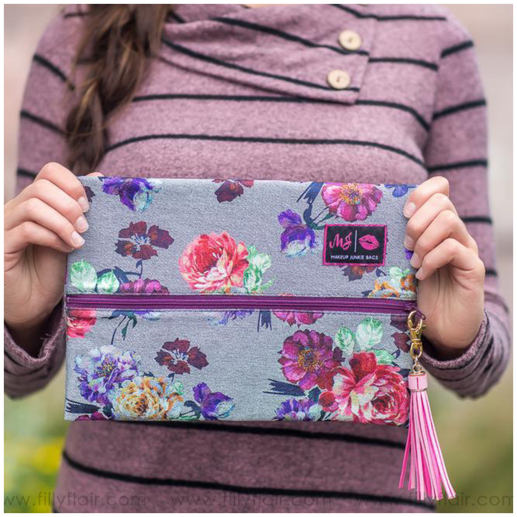 MEDIUM Metallic Floral Makeup Junkie Bag! - Borderline Hippie Boutique