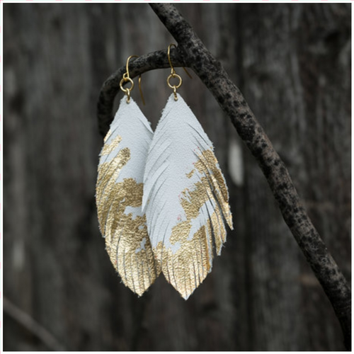 White Leather Feathers - Borderline Hippie Boutique