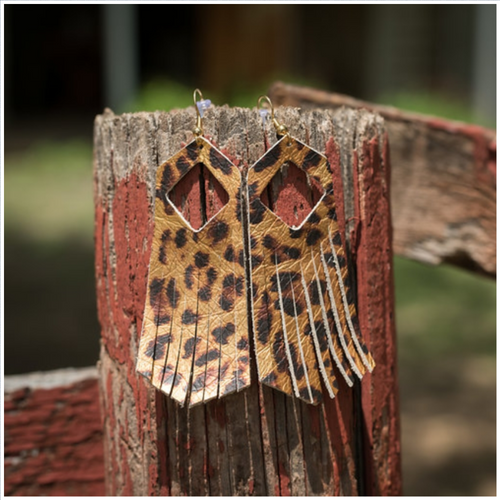 Leather Leopard Earrings - Borderline Hippie Boutique