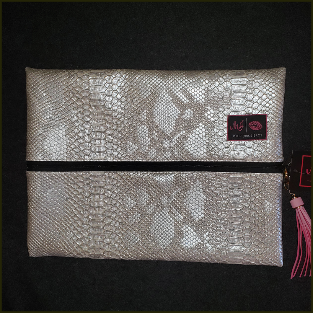 LARGE Metallic Snake Makeup junkie bag! - Borderline Hippie Boutique