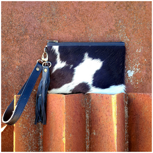 Black/White Cowhide Wristlet