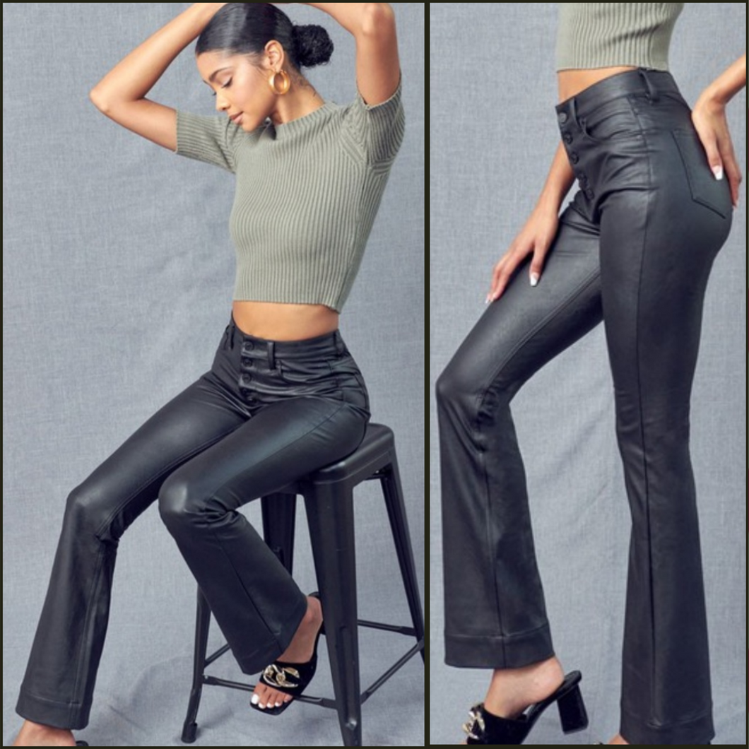 KANCAN LEATHER BOOTCUT PANTS