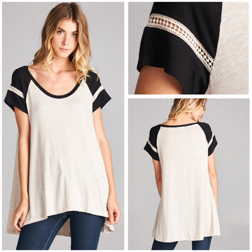 Crochet trim high-low top