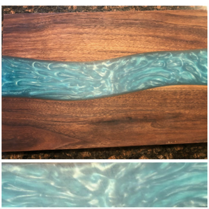 Walnut & Apoxy Aqua River Cutting Board!