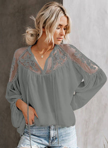 GRAY Lovely Lace Top