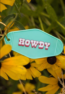 "Howdy" Vintage Hotel Keychain