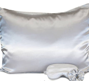 Silver Satin Pillow Case Set