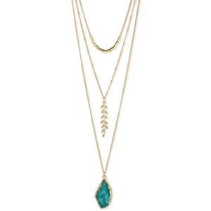 Gold & Green Fern Layered Necklace